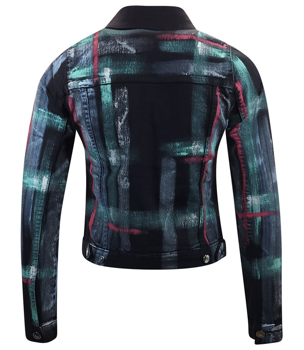 Madison Maison Black/Green Cotton Barbara Slim Jean Jacket - MADISON MAISON