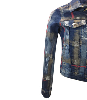 Madison Maison Dark Blue/Brown Cotton Barbara Slim Jean Jacket - MADISON MAISON