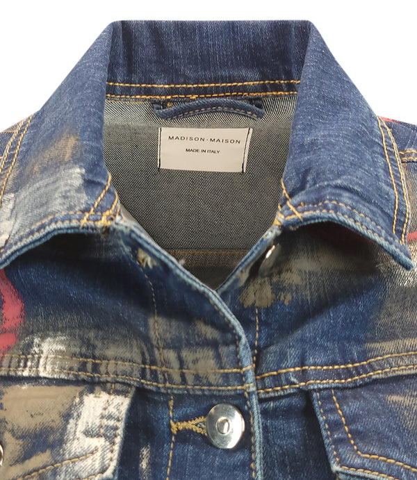 Madison Maison Dark Blue/Brown Cotton Barbara Slim Jean Jacket - MADISON MAISON