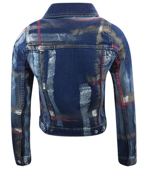 Madison Maison Dark Blue/Brown Cotton Barbara Slim Jean Jacket - MADISON MAISON