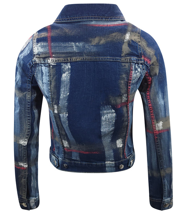Madison Maison Dark Blue/Brown Cotton Barbara Slim Jean Jacket - MADISON MAISON