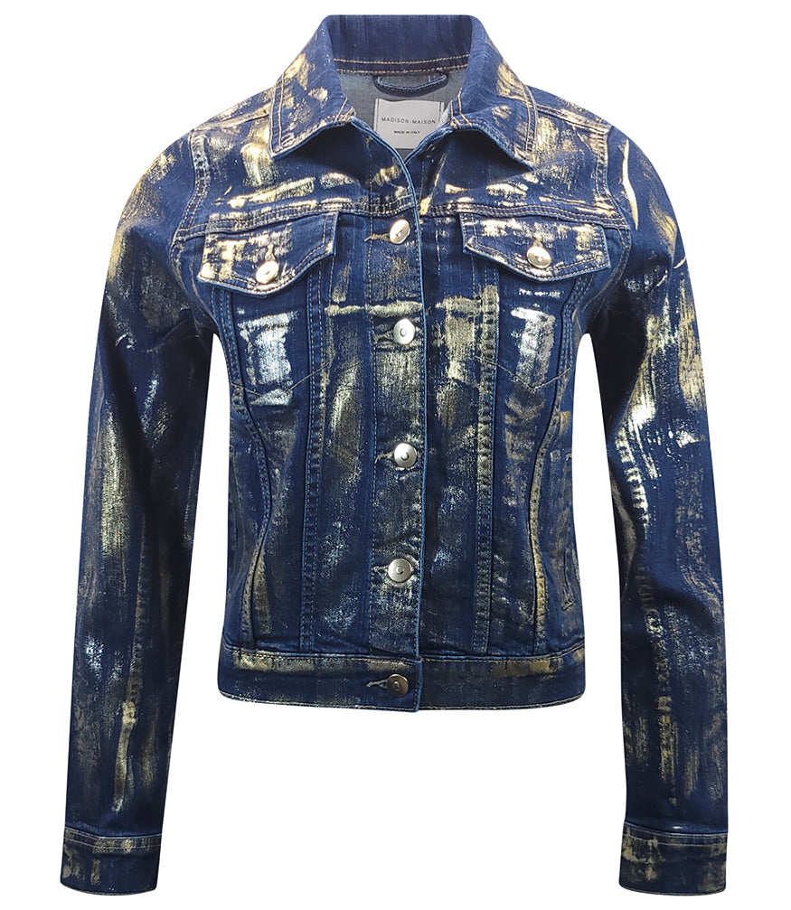 Madison Maison Dark Blue/Brown Cotton  Slim Jean Jacket - MADISON MAISON