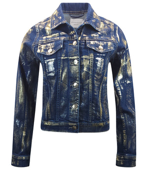 Madison Maison Dark Blue/Brown Cotton  Slim Jean Jacket - MADISON MAISON