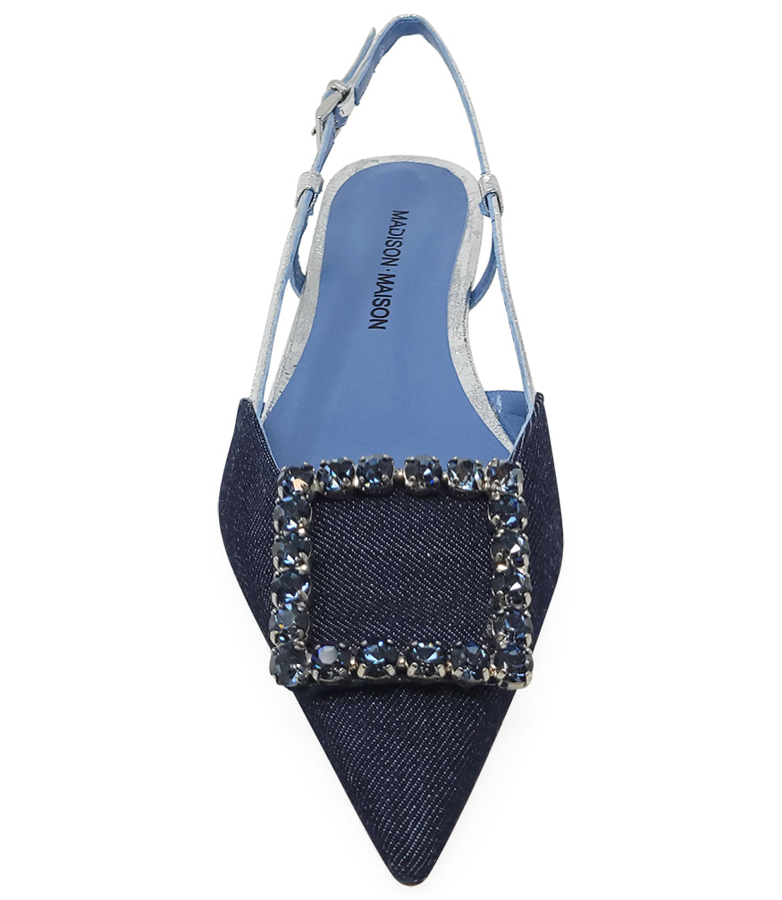 Madison Maison Denim/Silver Sling Back Flat - MADISON MAISON