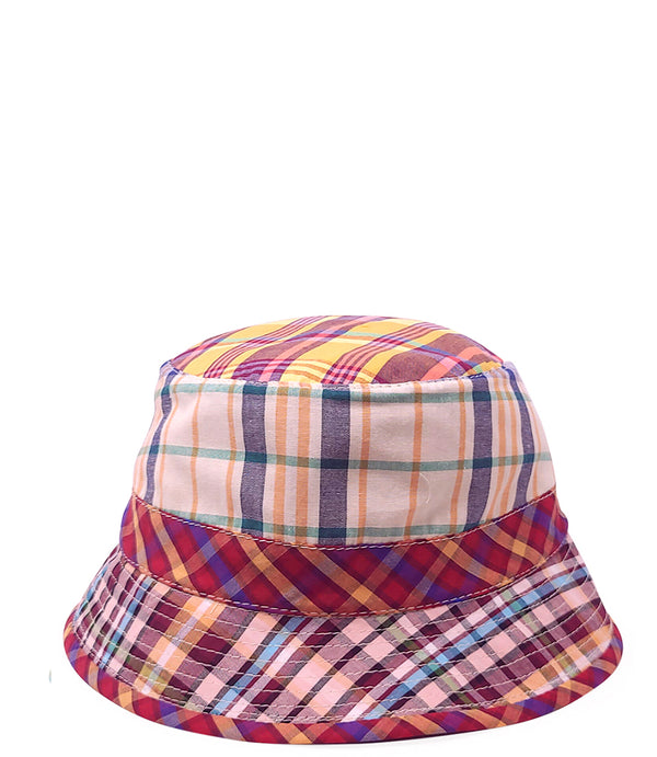 Madison Maison Multi Color Cotton Small Brim Plaid Hat - MADISON MAISON