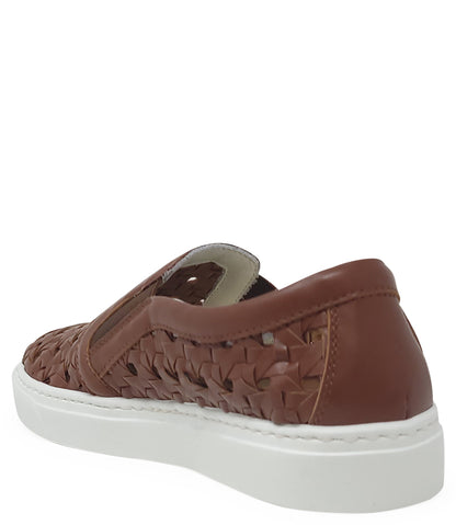 Madison Maison Tan Leather Woven Sneaker - MADISON MAISON