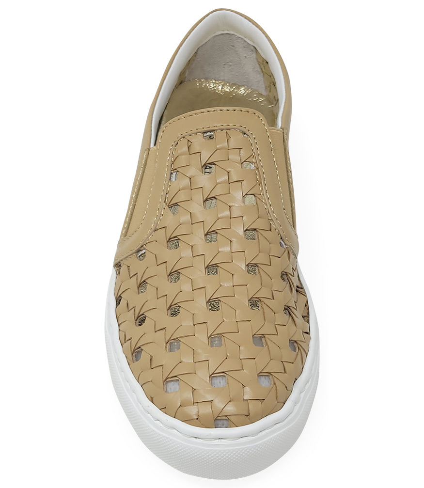 Madison Maison Beige Leather Woven Sneaker - MADISON MAISON