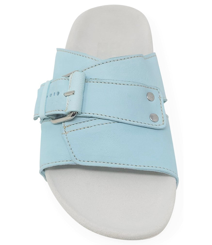 Moma Light Blue Leather Open Toe Sandal - MADISON MAISON
