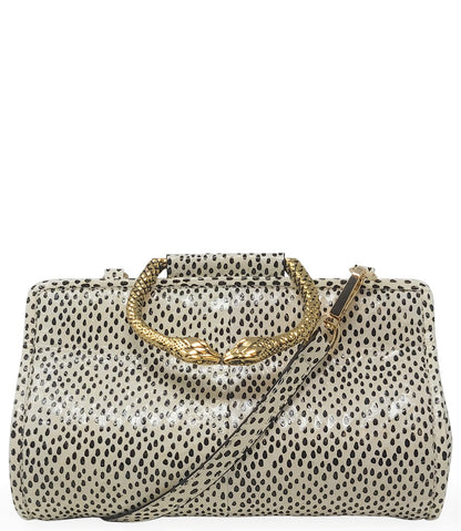 Tramontano White Leather Mini Clutch W/ Snake Handle - MADISON MAISON