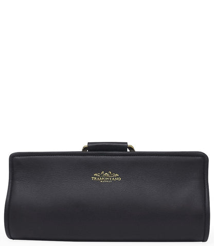 Tramontano Black Leather Large Clutch W/ Snake Handle - MADISON MAISON