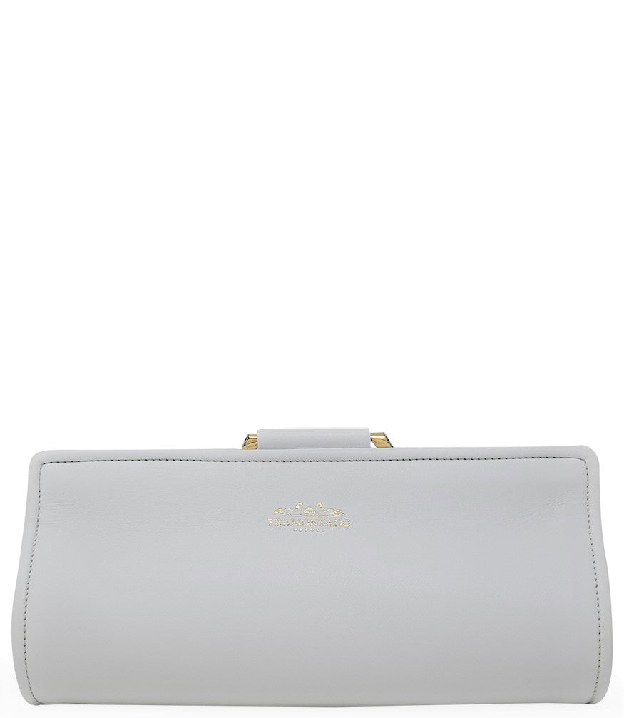 Tramontano White Leather Large Clutch W/ Snake Handle - MADISON MAISON