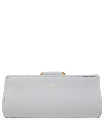 Tramontano White Leather Large Clutch W/ Snake Handle - MADISON MAISON