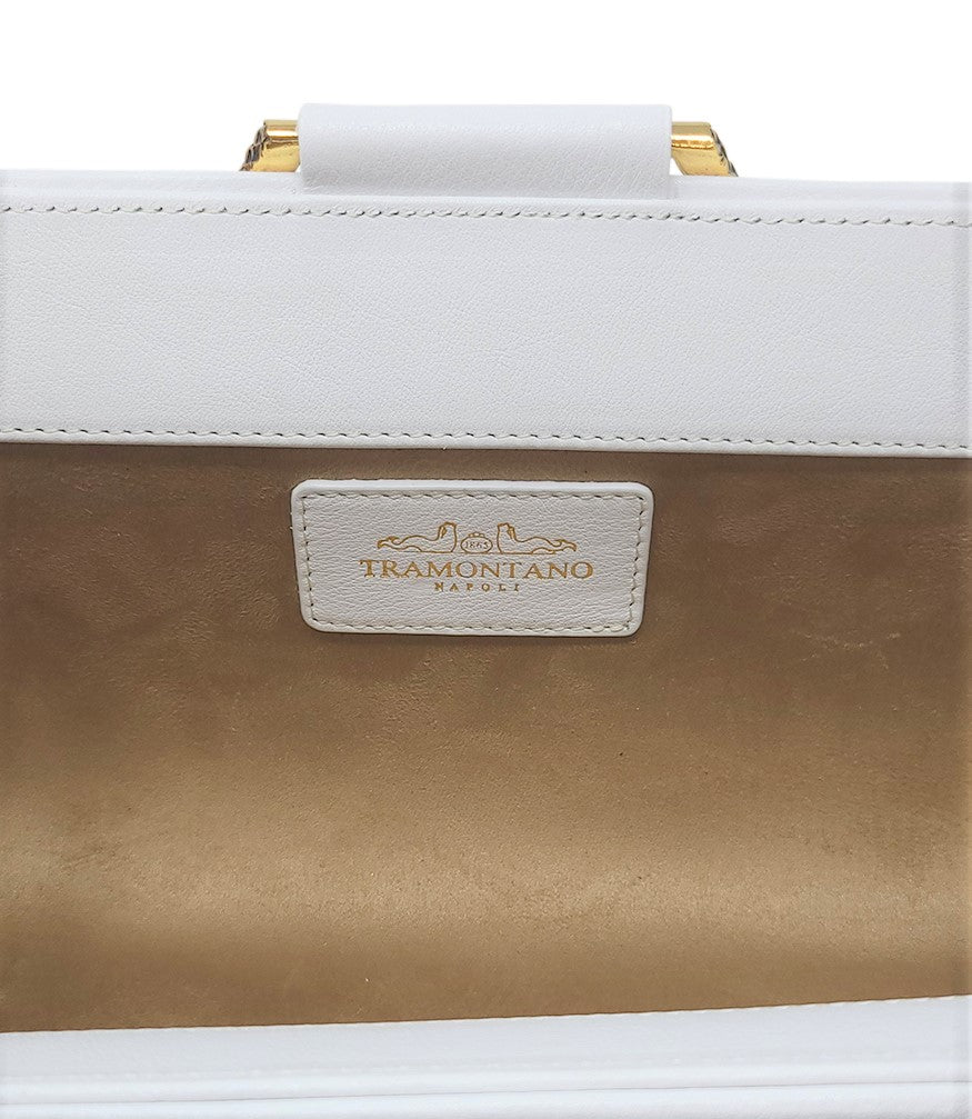 Tramontano White Leather Large Clutch W/ Snake Handle - MADISON MAISON