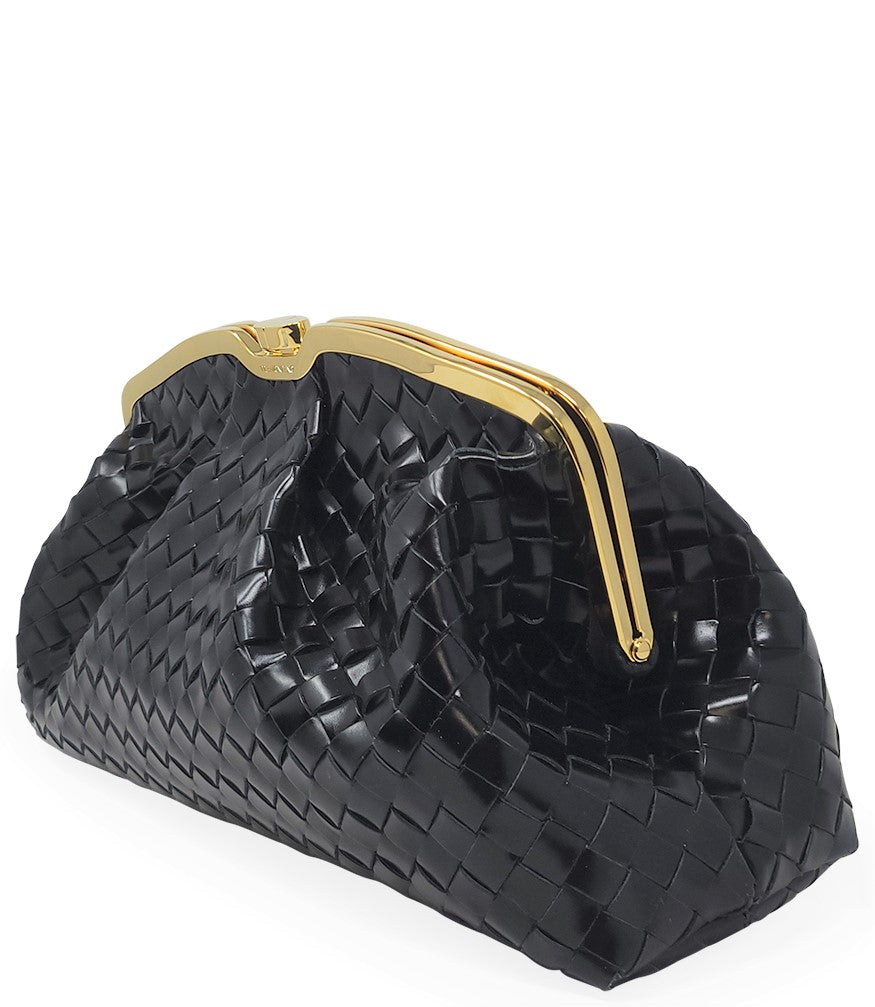 Tramontano Black Leather Large Woven Bag - MADISON MAISON