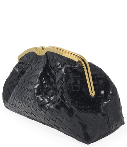 Tramontano Black Leather Large Woven Bag - MADISON MAISON