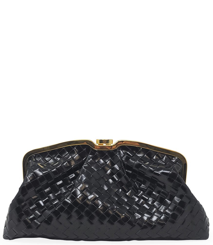 Tramontano Black Leather Large Woven Bag - MADISON MAISON