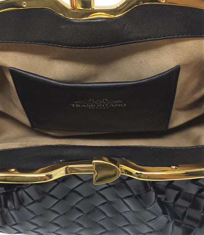 Tramontano Black Leather Large Woven Bag - MADISON MAISON