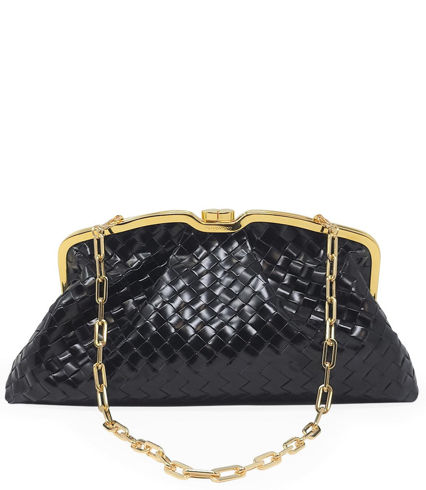 Tramontano Black Leather Large Woven Bag - MADISON MAISON