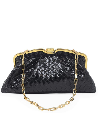Tramontano Black Leather Large Woven Bag - MADISON MAISON