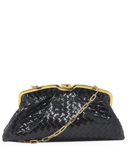 Tramontano Black Leather Large Woven Bag - MADISON MAISON