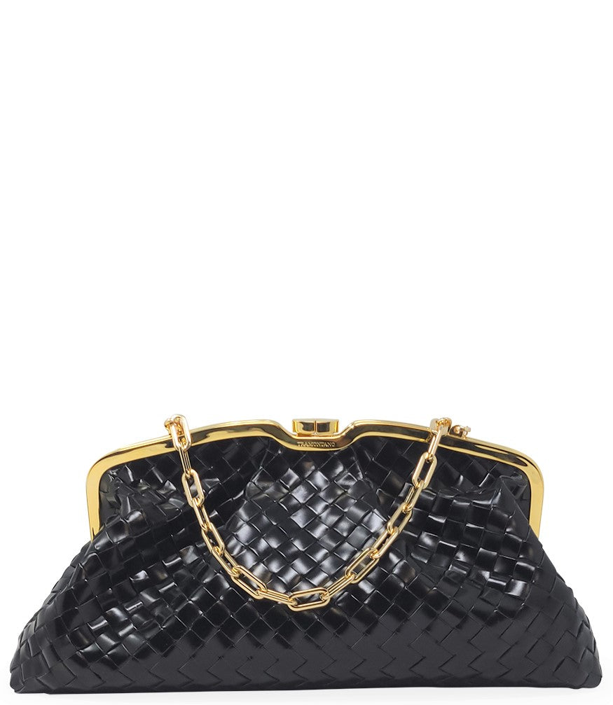 Tramontano Black Leather Large Woven Bag - MADISON MAISON