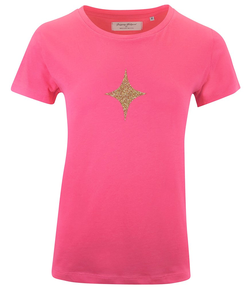 Designing Hollywood  X Madison Maison Cotton Fuchsia Star Lady  T Shirt - MADISON MAISON