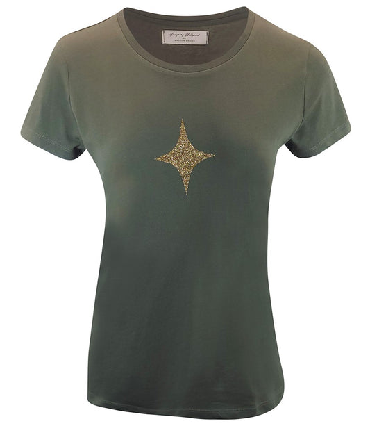 Designing Hollywood  X Madison Maison Cotton Army Green Star Lady T Shirt - MADISON MAISON