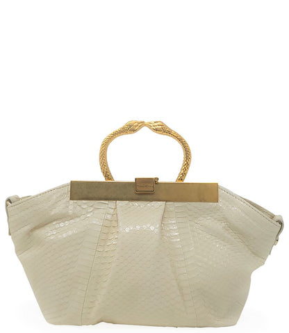 Madison Maison Cream Leather Min Bag With Snake Handle - MADISON MAISON