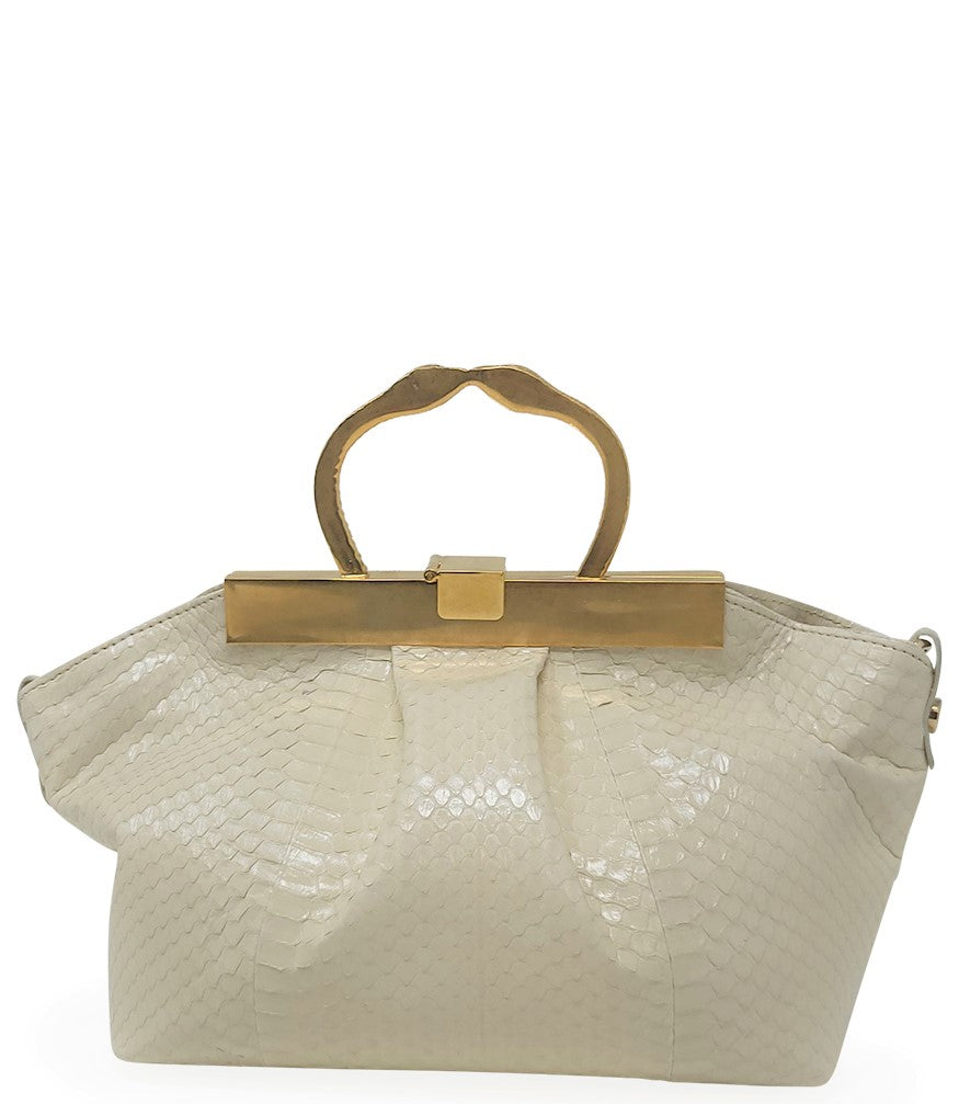 Madison Maison Cream Leather Min Bag With Snake Handle - MADISON MAISON