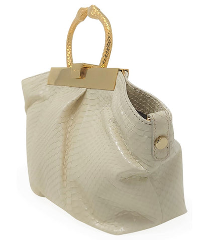 Madison Maison Cream Leather Min Bag With Snake Handle - MADISON MAISON
