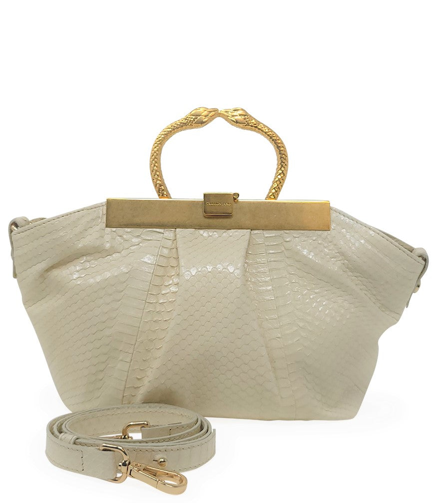 Madison Maison Cream Leather Min Bag With Snake Handle - MADISON MAISON