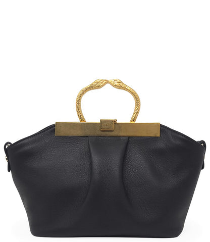Madison Maison Black Leather Min Bag With Snake Handle - MADISON MAISON