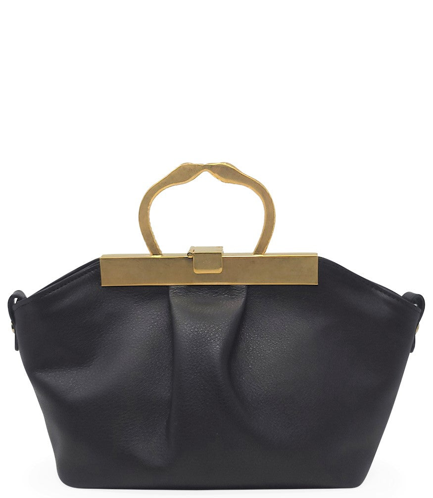 Madison Maison Black Leather Min Bag With Snake Handle - MADISON MAISON