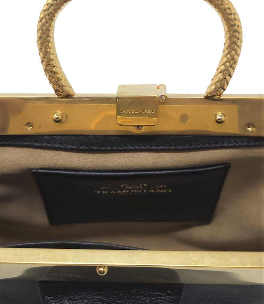 Madison Maison Black Leather Min Bag With Snake Handle - MADISON MAISON