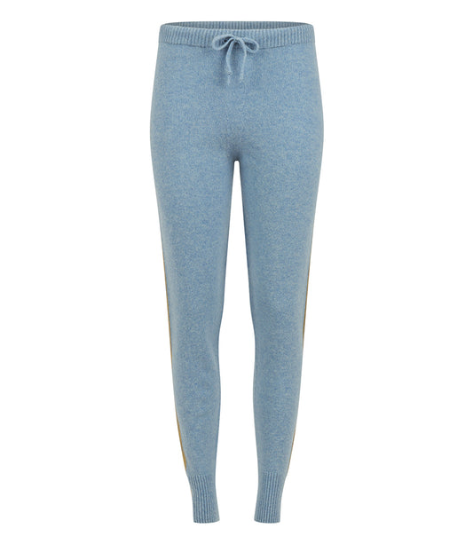 Madison Maison Sky Blue Cashmere Sweat Pants W/ Gold Laminated Bands - MADISON MAISON