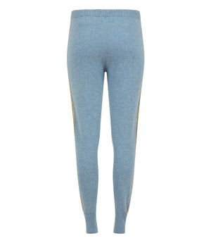 Madison Maison Sky Blue Cashmere Sweat Pants W/ Gold Laminated Bands - MADISON MAISON