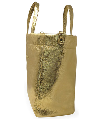 Quyenn Metallic Gold Leather Tote Bag - MADISON MAISON