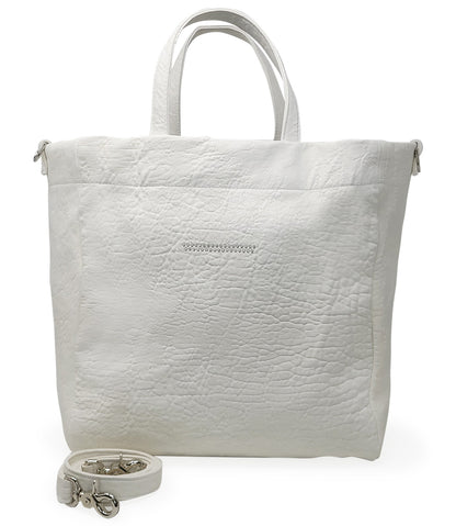 Quyenn White Leather Tote Bag - MADISON MAISON