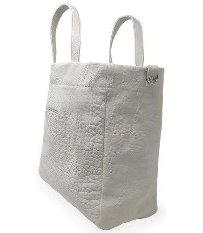 Quyenn White Leather Tote Bag - MADISON MAISON