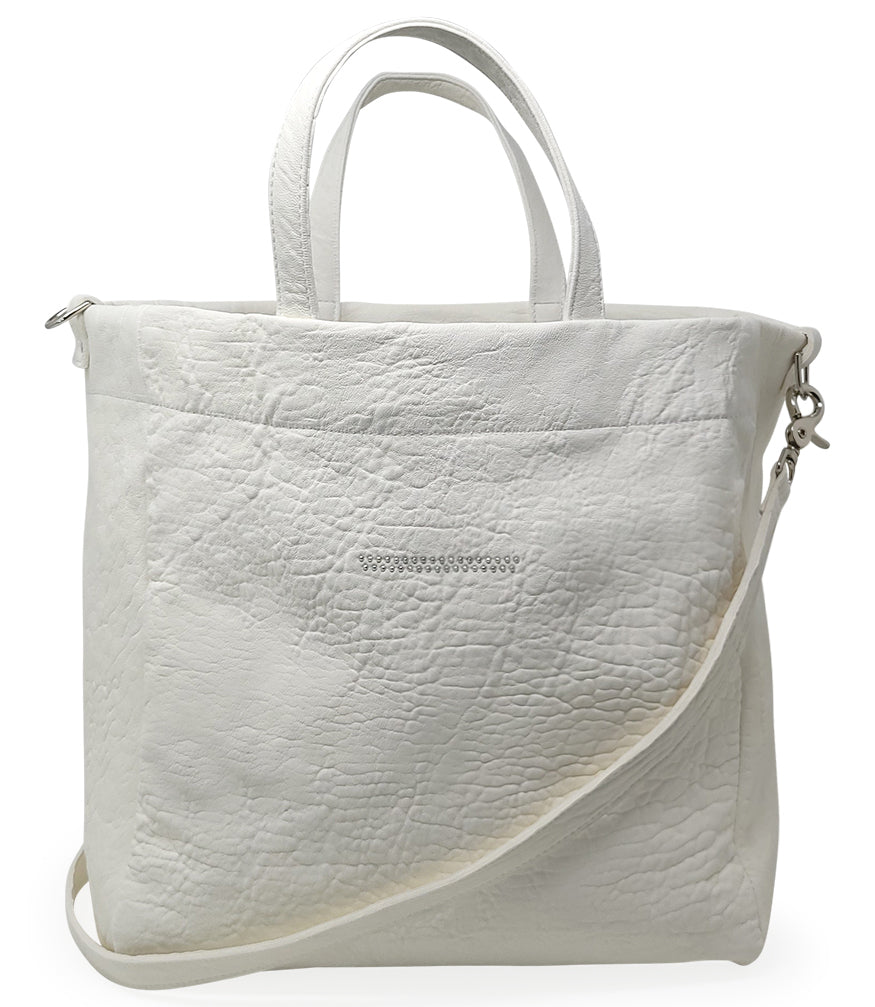 Quyenn White Leather Tote Bag - MADISON MAISON