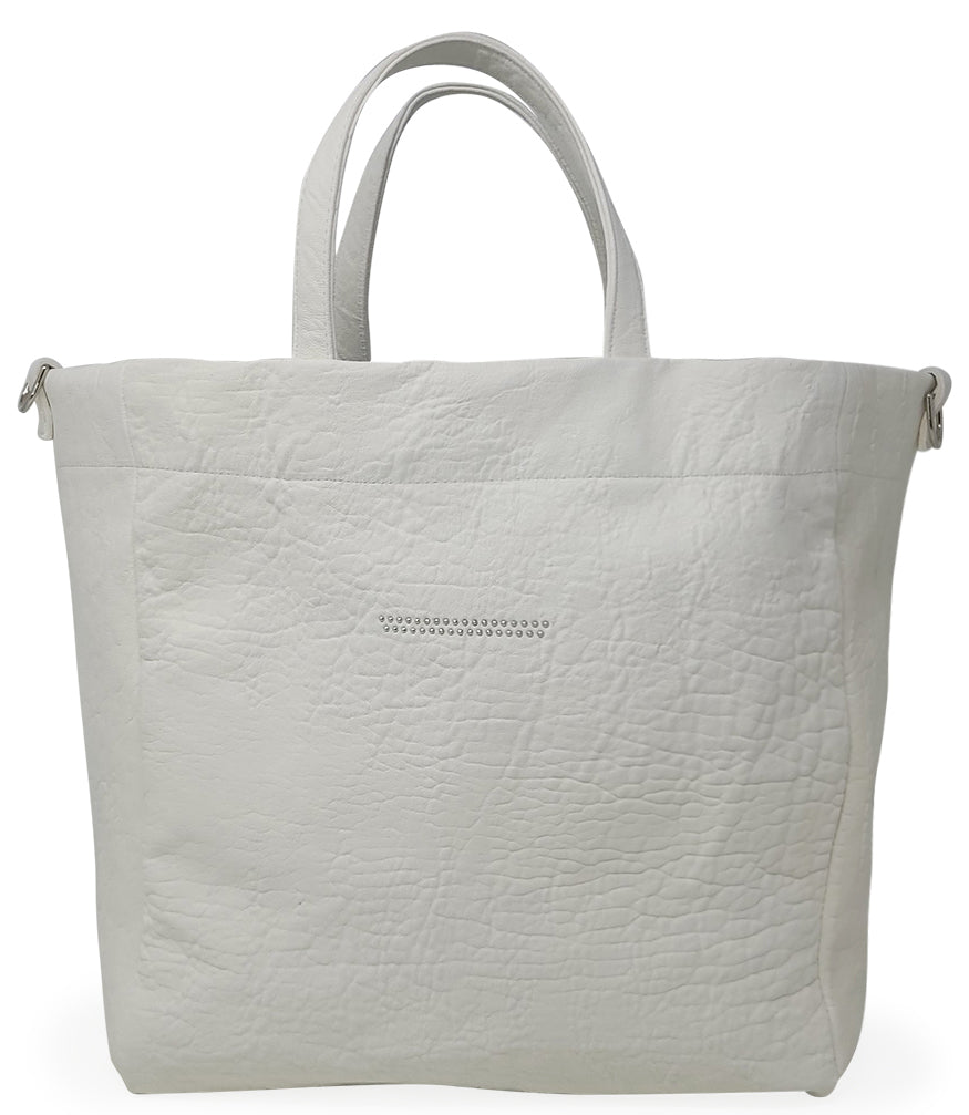 Quyenn White Leather Tote Bag - MADISON MAISON