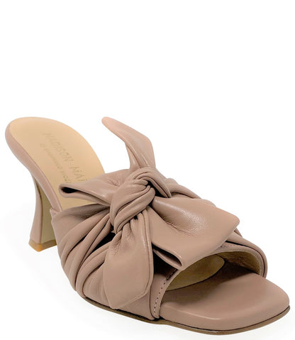 MADISON MAISON NUDE LEATHER BOW TIE MULE