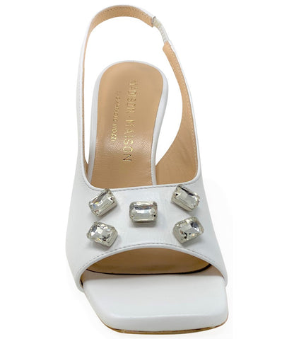 Madison Maison White Jeweled Slingback
