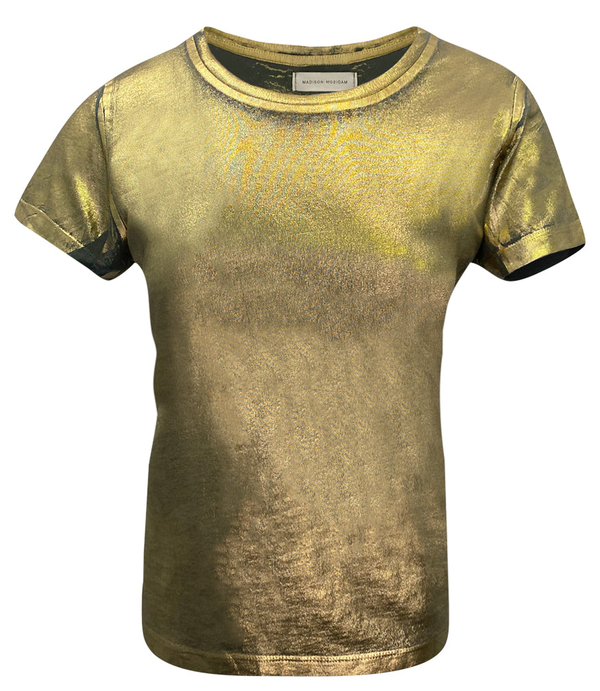 metallic coated cotton t shirt 