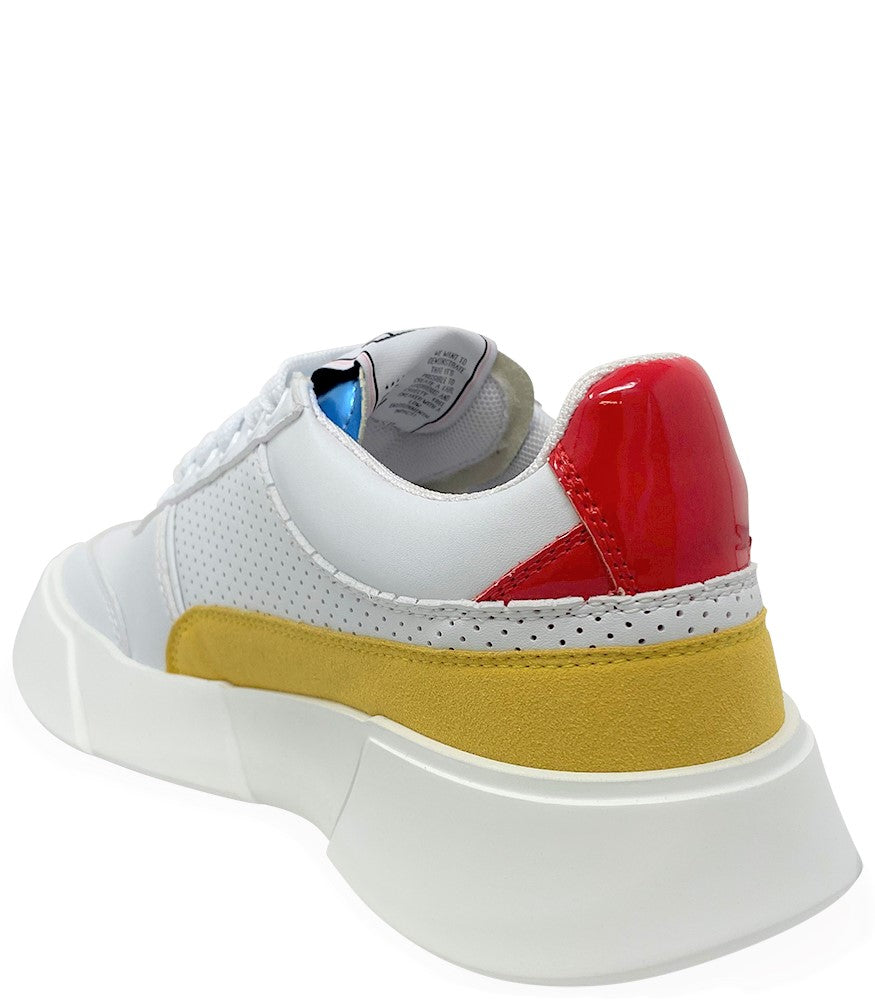 PREMIUM BASICS ISABEL WHITE YELLOW LACE UP SNEAKER - MADISON