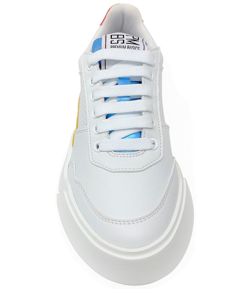 PREMIUM BASICS ISABEL WHITE YELLOW LACE UP SNEAKER - MADISON