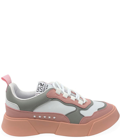 PREMIUM BASICS ROSE/WHITE LACE UP SNEAKER - MADISON