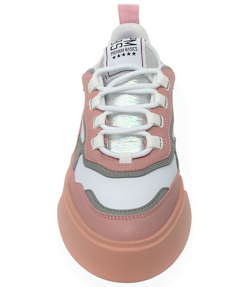 PREMIUM BASICS ROSE/WHITE LACE UP SNEAKER - MADISON