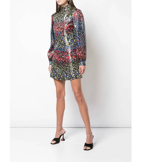 Raquel Diniz Eugina Blue/Red Short Dress - MADISON