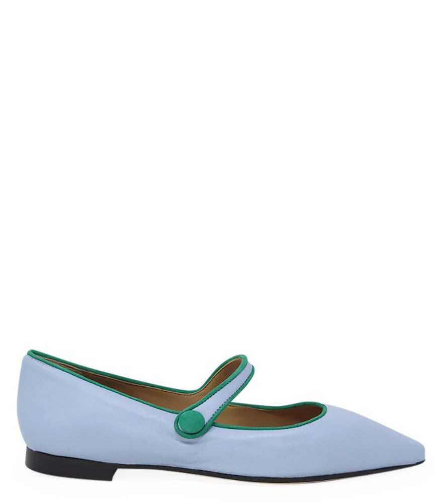 Madison Maison Blue Leather Flat Pointy Ballet - MADISON MAISON
